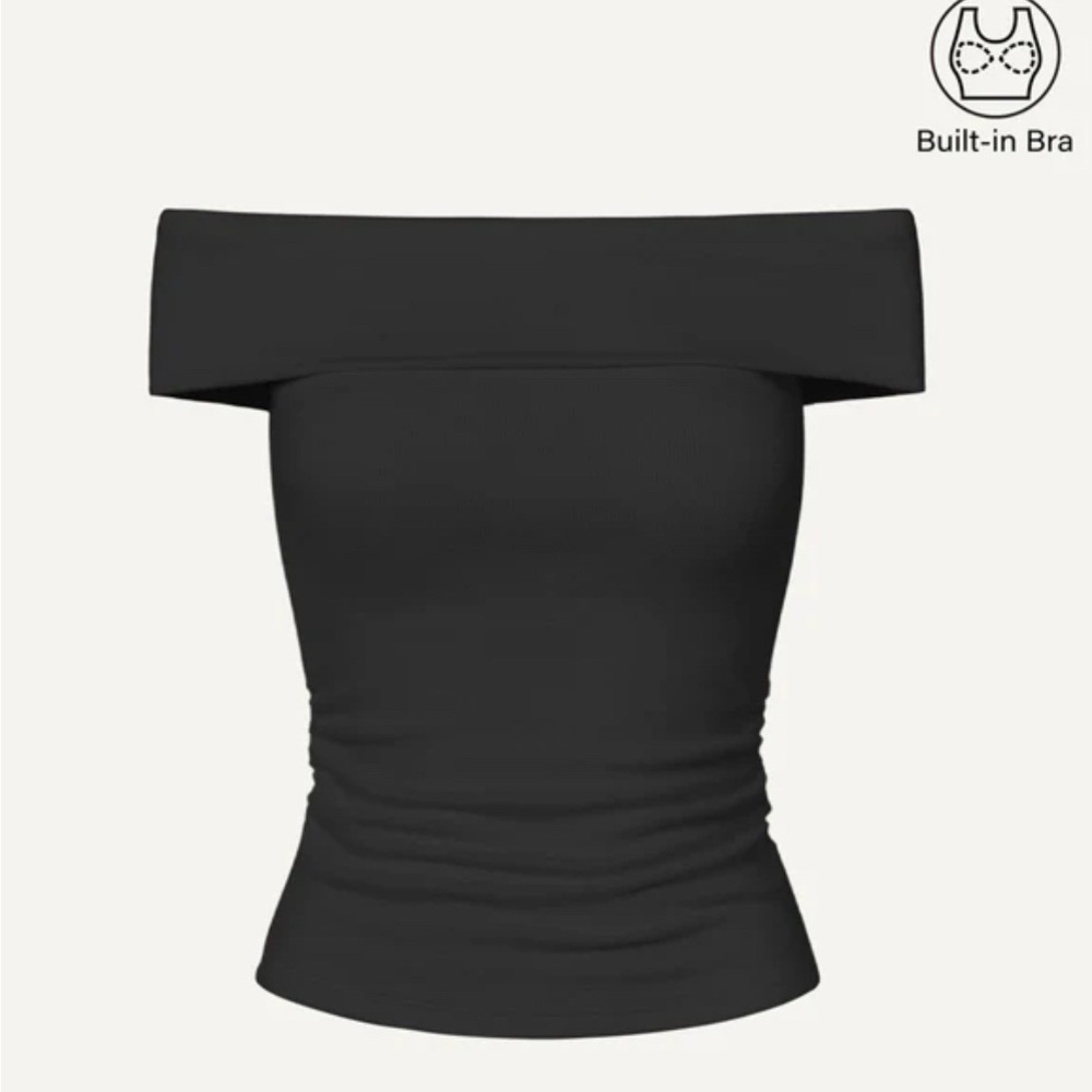 Off-Shoulder Black Top with Built-in Bra